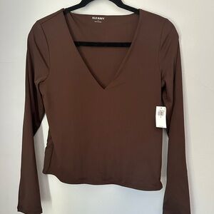Old Navy Women's Brown V-Neck Blouse